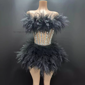 ชุดกระโปรงตูตูผูกเอวประดับลูกไม้และเพชรเทียมแบบหลายชั้นแฟชั่น - Product Image 5