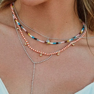 Collier personnalisé avec perles colorées délicates, nouveau design, plaqué or 14 carats, acier inoxydable, tendance pour femmes - Product Image 4