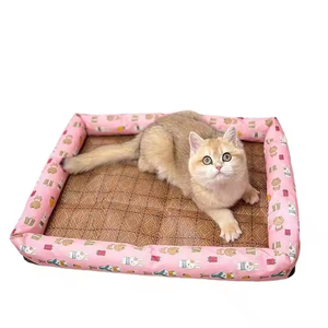 Alfombrilla <span class=keywords><strong>de</strong></span> <span class=keywords><strong>cama</strong></span> para mascotas fresca <span class=keywords><strong>de</strong></span> verano moderna PVC SquarePad con ratAn para gato o perro - Product Image 2