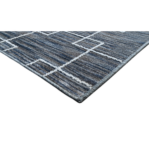 Tapis géométrique moderne rectangulaire gris en polyester à poils ras, résistant aux taches, pour salon - Product Image 2