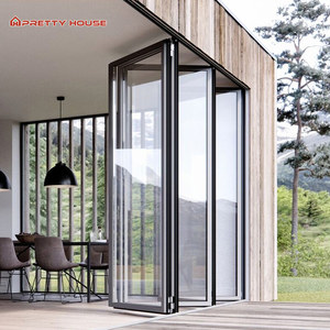 厂家供应隔音玻璃双折门双层玻璃铝全景折叠天井手风琴折叠门 - Product Image 2