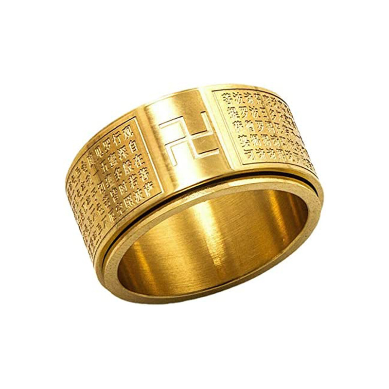Anello cuore con svastica oro (12mm)