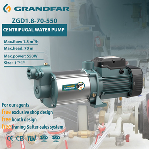 Bomba centrífuga doméstica de acero inoxidable Grandfar 550W 70m 1.8m³/h de alta potencia con soporte OEM, versión ZGD1.8-70-550 K1 autocebante - Product Image 1