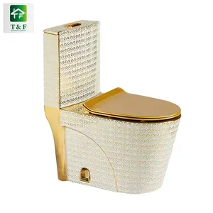Европейский дизайн, экономичный керамический напольный удлиненный туалет, золотой керамический материал, S-trap P-trap, цельный туалет