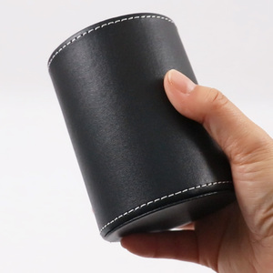 Porte-crayons rond à faible MOQ, organiseur de bureau, <span class=keywords><strong>pot</strong></span> à crayons en cuir PVC noir avec doublure en flanelle douce pour l'organisation du bureau - Product Image 4