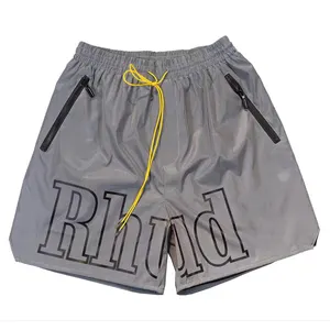 Custom Logo Letteropdruk Ademende Outdoor Elastische Taille Zomer 100% Nylon Casual Zwembroek Rhude Shorts Met Mesh Voering