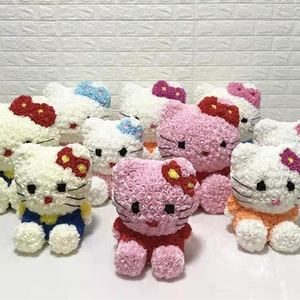 China wholesale artificial foam rose flower eva foam rose flower rose bear gift kitty design with pvc gift box