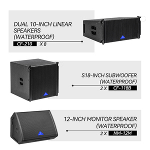 Système de sonorisation CHORDIO CF210 Dual 10" Passive Line Array avec caissons de basses et flight cases pour la production d'événements itinérants et la scène - Product Image 4