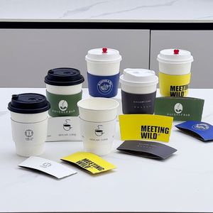 Manchons de gobelets en papier ondulé à double paroi en kraft recyclé écologique imprimés en couleur avec logo personnalisé pour boissons chaudes - Product Image 1