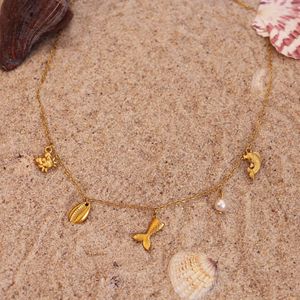 Collar con colgante de estrella que no se desvanece, venta al por mayor, collares con colgante de perla de <span class=keywords><strong>pez</strong></span> <span class=keywords><strong>globo</strong></span> de concha bonita a la moda, serie oceánica, piezas de joyería únicas - Product Image 6