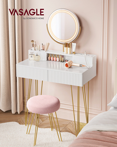 Vasagle hiện đại trang điểm Vanity bảng thiết lập với lưu trữ ngăn kéo độn Phân bàn trang điểm với Make-up gương cho phòng tắm - Product Image 2