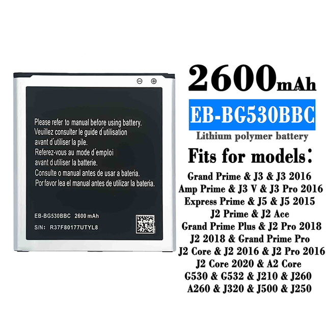 For Samsung J2 Prime J3 2016 J5 2015 G530 Mobile Phone Battery EB BG530BBC Batch Applicable Rechargeable Batteries in Stock