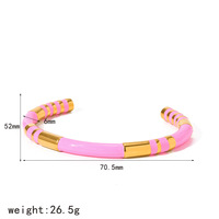 Gelang enamel warna solid tren baja tahan karat berlapis emas vakum 18K, perhiasan tangan elegan wanita