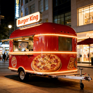 Remolque de Comida Móvil Multifuncional de Aluminio y Fibra de Vidrio con Superficie Antideslizante para Seguridad Alimentaria, Fácil de Limpiar, con Certificación DOT, CE y VIN - Product Image 1