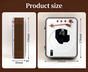 Reproductor de CD Estilo Tocadiscos Vintage, Conexión Inalámbrica, Cubierta Acrílica Antipolvo, Caja de Música Retro Portátil con Control de Perilla, Regalo Decorativo - Product Image 6