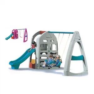 인기있는 놀이 공원 플라스틱 실내 어린이 슬라이드 및 스윙 세트 어린이를위한 놀이터 장비 놀이 세트