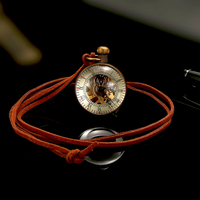 JewelryWe Retro Concave and Convex Mirror Fisheye Glass Ball Montre de poche avec collier pendentif à caractère romain pour Noël