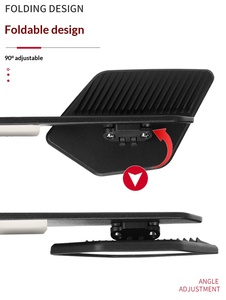 Rétroviseurs latéraux de moto sport noirs avec ailes coupe-vent, éclairage LED intégré, pliables et réglables - Product Image 2
