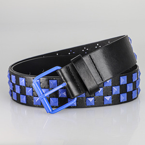 <span class=keywords><strong>Ceinture</strong></span> <span class=keywords><strong>en</strong></span> <span class=keywords><strong>cuir</strong></span> PU noir faite à la main à trois rangées Punk Rock Star avec boucle <span class=keywords><strong>en</strong></span> alliage cloutée <span class=keywords><strong>en</strong></span> pyramide nickelée <span class=keywords><strong>Ceinture</strong></span> <span class=keywords><strong>en</strong></span> <span class=keywords><strong>cuir</strong></span> décontractée Hip-Hop pour femmes - Product Image 4
