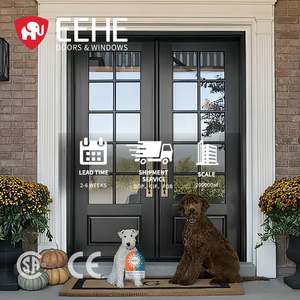 Porta d'Ingresso EEHE a <span class=keywords><strong>Doppia</strong></span> <span class=keywords><strong>Anta</strong></span> con Finitura Effetto Legno Verniciata a Spruzzo, Antieffrazione, Impermeabile, Antivento, Durevole, in Alluminio per Esterni - Product Image 2