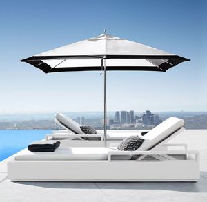Tumbonas de Aluminio Blancas para Exteriores, Diseño Nuevo, Camas de Día para Piscina, Tumbonas para Tomar el Sol con Sombrilla - Product Image 1