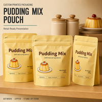 Sacs d'emballage refermables de qualité alimentaire avec fond plat transparent à haute barrière Doypack pour poudre de crème anglaise, préparations instantanées pour pouding et mélanges de pâtisserie