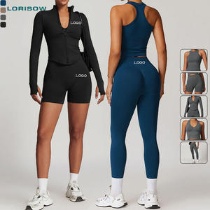 Logo kustom grosir nyaman mulus pakaian olahraga kebugaran Gym ukuran besar pakaian Yoga sejuk set wanita - Product Image 1