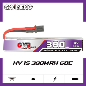 GAONENG GNB 1S 380mAh 3.8V 60C 120C A30 ขั้วต่อสายเคเบิล RC แบตเตอรี่ลิโปสำหรับเอฟพีวีเบลดอินดักทริกซ์ GNF HV LiHV - Product Image 2