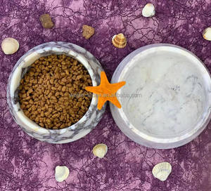 Mangkuk Marmer Travertine Beige Dekorasi Rumah Ornamen Bundar Religius Permukaan Halus Mangkuk Air untuk Hewan Peliharaan - Product Image 5