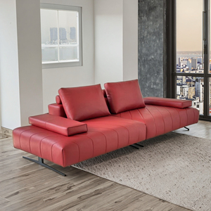 Muebles modernos para sala de estar Cómodo sofá de piel sintética de 3 plazas Sofá de cuero rojo para la venta - Product Image 1