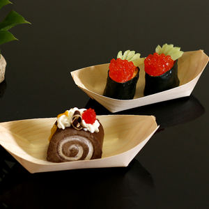 Bateau à <span class=keywords><strong>sushi</strong></span> en bois bambou, 50 cm, plateau jetable sur mesure en forme de baies - Product Image 5