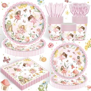 219 pièces décorations de fête d'anniversaire sur le thème de la ballerine ensemble de vaisselle pour 24 y compris assiettes serviettes bannière faveurs pour enfants - Product Image 1