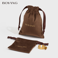 Pochette cadeau en velours recyclable de luxe avec cordon de serrage et logo personnalisé Boyang
