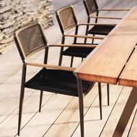 Ensemble de mobilier de jardin en corde tressée pour cour, table et chaises, résistant à l'eau et aux UV, chaises de jardin en aluminium, direct usine