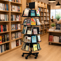 Étagère rotative sur pied en métal pour livres, avec roulettes, pour la présentation commerciale de documentation en librairie