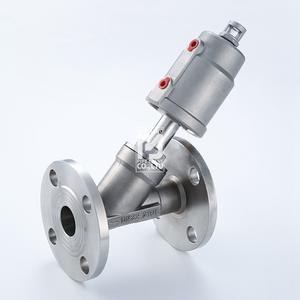 Vannes à siège incliné pneumatiques à bride en acier inoxydable 304 pour vapeur haute température, fournies par le fabricant - Product Image 1