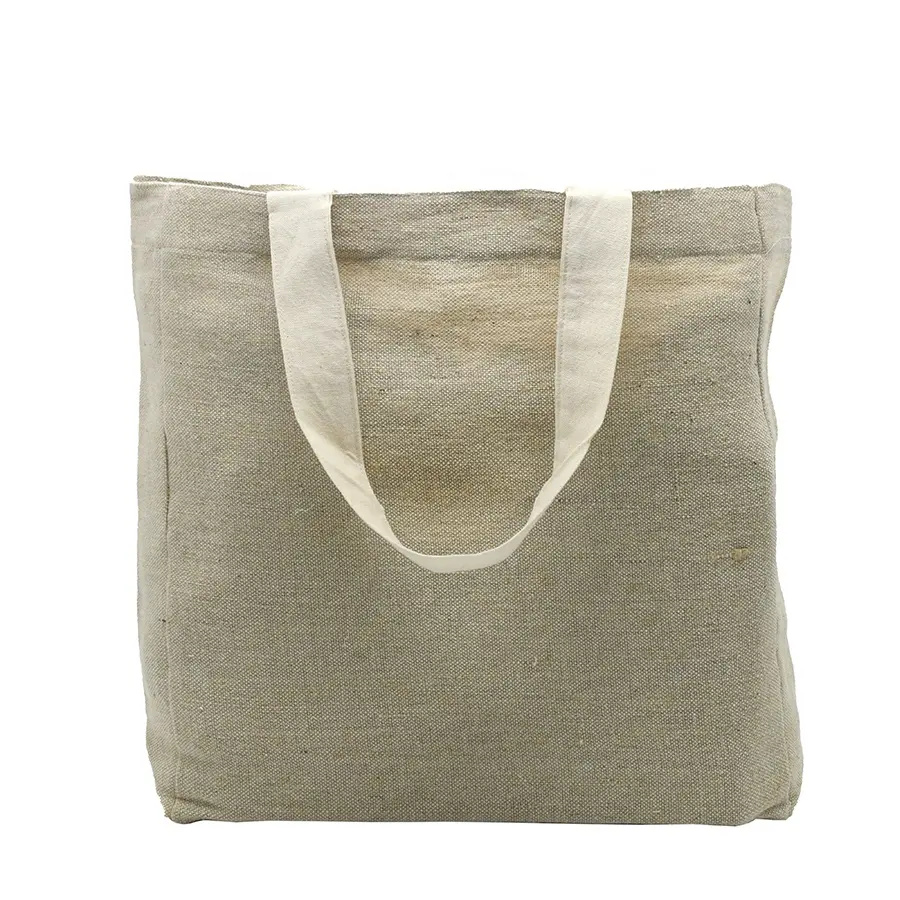 Burlap Tote Jute/Hessian Belanja Belanja Sayur, Tote NP Buatan Tangan Di Nepal, Ramah Lingkungan-Dapat Didaur Ulang-Alami