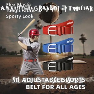 Ceinture de sport ajustable en polyester élastique pour adultes, jeunes et adolescents, pour softball/baseball, avec boucle en alliage – Vente en gros - Product Image 3