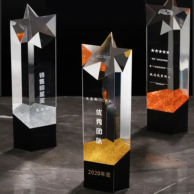 Trofeo de medalla de cristal en blanco de acrílico personalizado recién llegado, trofeo de premios de plástico