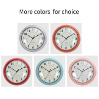 Relojes de pared de cuarzo de estilo clásico retro, redondos, convexos, de plástico, Color Rojo