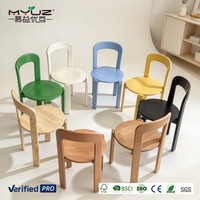 Chaise Rey, chaise de salle à manger moderne rétro, en bois de caoutchouc ou en frêne, dossier courbé à chaud, assise ronde concave, personnalisable pour café