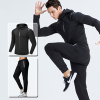 Ensemble de survêtement sportif pour homme en 2 pièces, veste et pantalon extensibles respirants à séchage rapide pour la salle de sport, la course à pied et le basketball