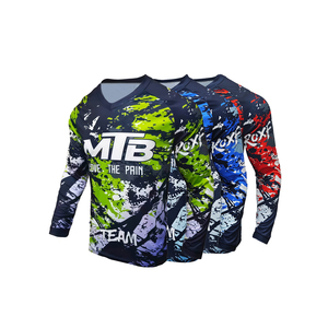Vêtements de cyclisme tout-terrain imprimés pour hommes en gros, maillots de VTT imprimés à manches longues - Product Image 4