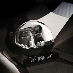 Plaque de récompense <span class=keywords><strong>en</strong></span> marbre avec logo personnalisé <span class=keywords><strong>en</strong></span> gros, avec cristal rond <span class=keywords><strong>en</strong></span> verre, trophée MH-J0571 - Product Image 2