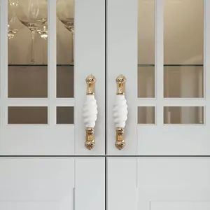 Gagang Tarik Eropa dari Paduan Seng Warna Emas untuk Furnitur Lemari Laci Gagang Pintu Kabinet Dapur Ruang Tamu Sekolah Hotel Tahan Lama - Product Image 3
