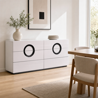 Buffet moderne minimaliste avec finition laquée brillante et titane noir pour la salle à manger