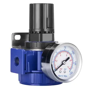 NANPU 1/2" Compressed Air Regulator,Zinc Alloy Body,150 psi Copper Core Steel Protected Dial Gauge,Metal Bracket,Pneumatic Tools