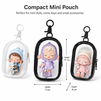 Porte-monnaie mini transparent en PVC pour clés, pochette de présentation pour figurines, avec fermeture éclair, cadeau Kawaii, logo personnalisé OEM, vente en gros