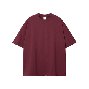 Bán Buôn Cộng Với Kích Thước Của Nam Giới 230G Đôi Sợi Cotton Ngắn Tay Lỏng T-Shirt Màu Rắn Quá Khổ Sương Mù Thiết Kế - Product Image 6