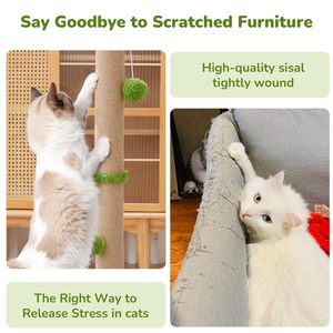 Woochpet Griffoir pour chats d'intérieur, griffoirs en sisal de qualité supérieure avec arbre à griffer et base stable renforcée - Product Image 5
